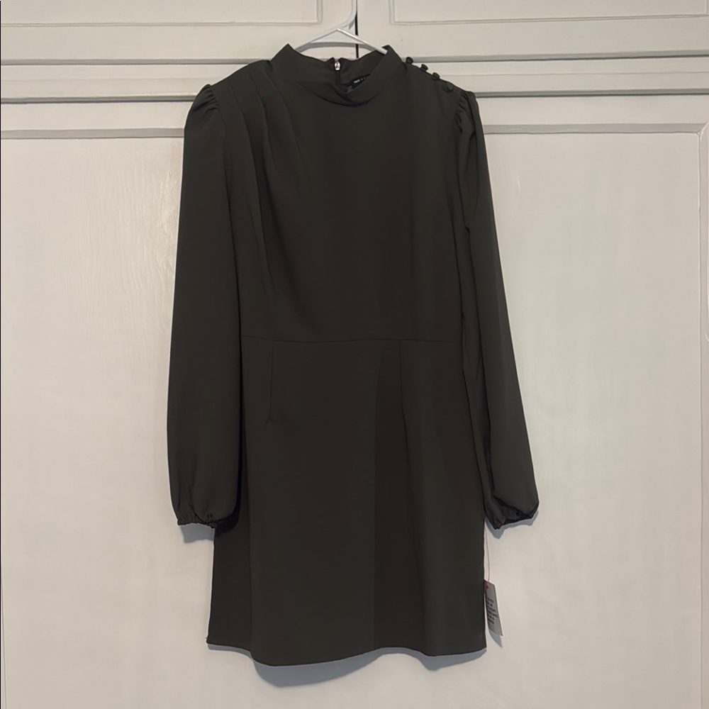 ASOS Black Sheath Midi Dress with Bishop Sleeves